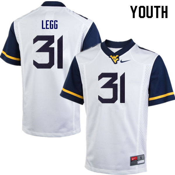 Youth #31 Casey Legg West Virginia Mountaineers College Football Jerseys Sale-White